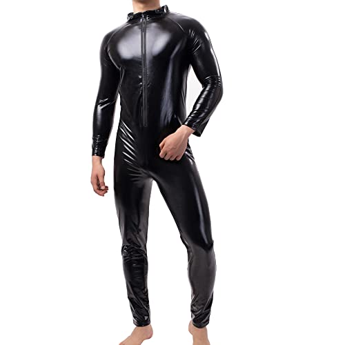 QiaTi Herren-Latex-Bodysuit Herren-Ganzkörper-Trikot mit langen Ärmeln Ganzanzug Kunstleder-Bodysuit QiaTi Herren-Latex-Bodysuit Herren-Ganzkörper-Trikot mit langen Ärmeln Ganzanzug Kunstleder-Bodysuit von QiaTi