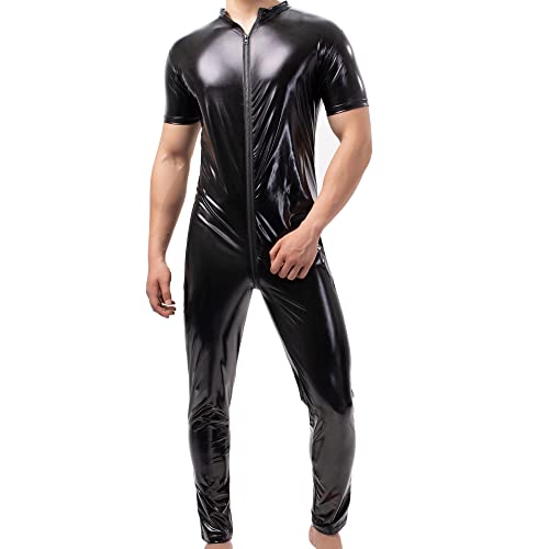 QiaTi Herren-Latex-Bodysuit Herren-Ganzkörper-Trikot mit langen Ärmeln Ganzanzug Kunstleder-Bodysuit QiaTi Herren-Latex-Bodysuit Herren-Ganzkörper-Trikot mit langen Ärmeln Ganzanzug Kunstleder-Bodysuit von QiaTi