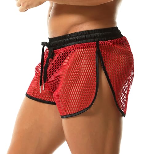 QiaTi Herren Mesh Shorts sehen durch Unterwäsche atmungsaktive Fishnet Rave Shorts für Männer von QiaTi