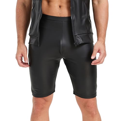 QiaTi Herren PU Leder Shorts Elastische Taille Silm Fit Kurze Hose Shorts für Party QiaTi Herren PU Leder Shorts Elastische Taille Silm Fit Kurze Hose Shorts für Party von QiaTi