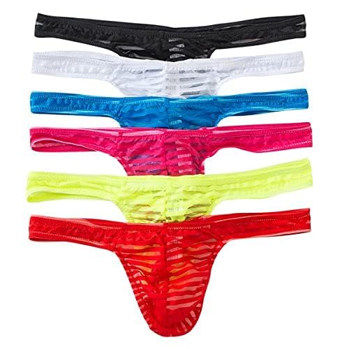 QiaTi Herren String Transparent Tangas Männer Dessous Unterwäsche Badehosen Low Rise 6-Pack L von QiaTi