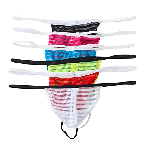 QiaTi Herren String Transparent Tangas Männer Dessous Unterwäsche Badehosen Low Rise 6-Pack M von QiaTi