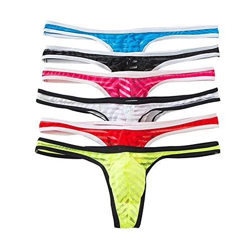 QiaTi Herren String Transparent Tangas Männer Dessous Unterwäsche Badehosen Low Rise 6-Pack M von QiaTi