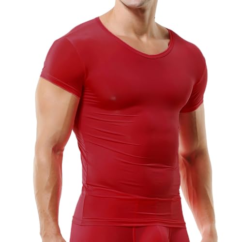 QiaTi Herren Unterhemd Kurze Ärmel T-Shirt Rundhalsausschnitt Slim Fit Body Shaper Unterwäsche für Männer von QiaTi