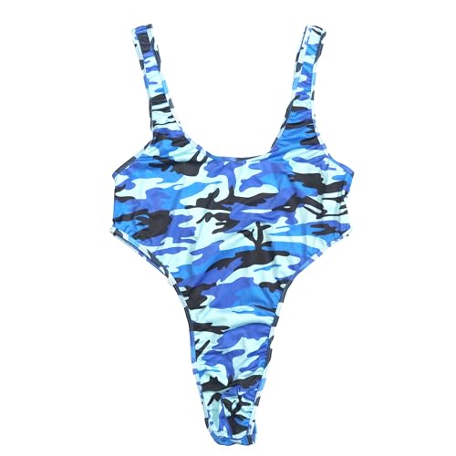 QiaTi Männer Camouflage Bodysuit String Ärmelloses Ringen Singlet mit tiefem U-Back Stretch Jockstrap Trikot für Herren von QiaTi