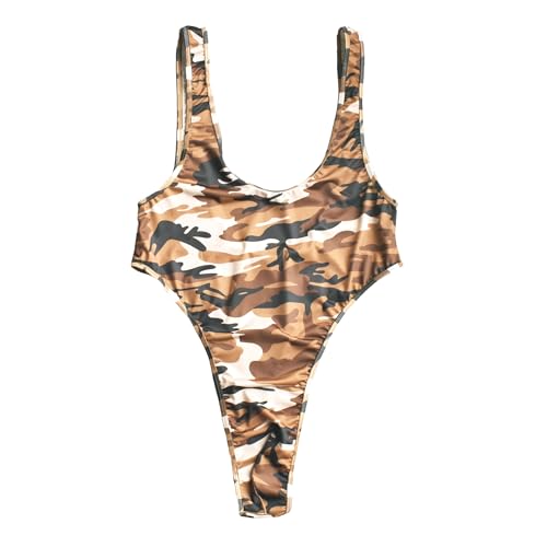 QiaTi Männer Camouflage Bodysuit String Ärmelloses Ringen Singlet mit tiefem U-Back Stretch Jockstrap Trikot für Herren von QiaTi