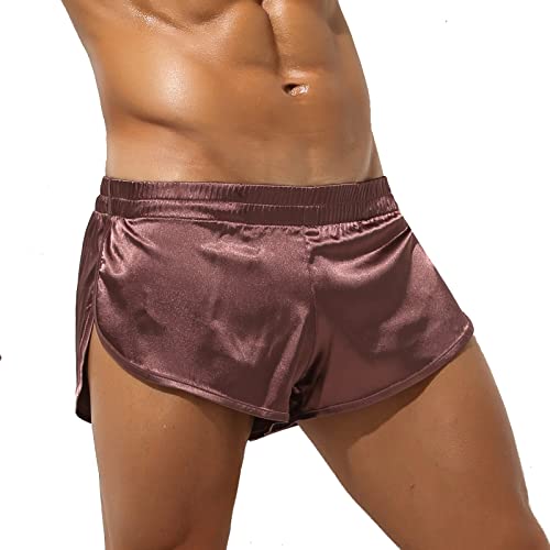 QiaTi Herren Seide Satin Boxershorts Herren Sportliche Träger Jockstrap Boxershorts Unterwäsche Silky Side Split Lounge Shorts QiaTi Herren Seide Satin Boxershorts Herren Sportliche Träger Jockstrap Boxershorts Unterwäsche Silky Side Split Lounge Shorts von QiaTi