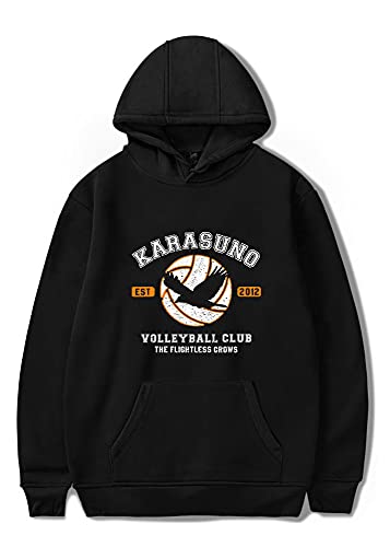 Qian Qian Haikyuu Hoodie Volleyball Club Cosplay Kostüm Hinata Shoyo Sweatshirt Kapuzenpullover Pullover Jersey Jacke (S, Schwarz 5) von Qian Qian