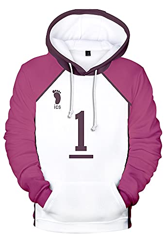 Qian Qian Unisex Haikyuu Hoodie Sweatshirt Hinata Shoyo Kostüm Kageyama Cosplay Kapuzenpullover Pullover Jacke (XL, Shiratorizawa-1) von Qian Qian