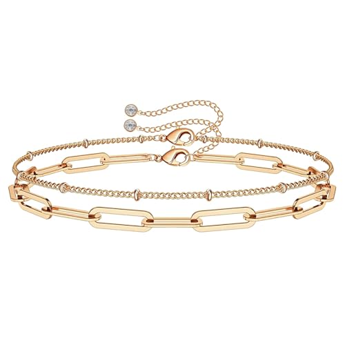QianSiLi Kette Armband Damen 18 Karat Vergoldet Mit 5a Zirkonen, Gold Armband FüR Damen MäDchen, Modeschmuck Armbander Set FüR Fraue, Geschenke FüR Sie, Mutter Oma Schwester Geschenke von QianSiLi