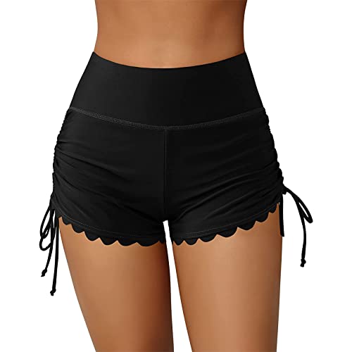Qianderer Damen Plus Size Hohe Taille Bikinihose Bauchweg Tankini Hose Badeanzug Bikini Bademode Badeshorts Slip, Ca Black, XL von Qianderer