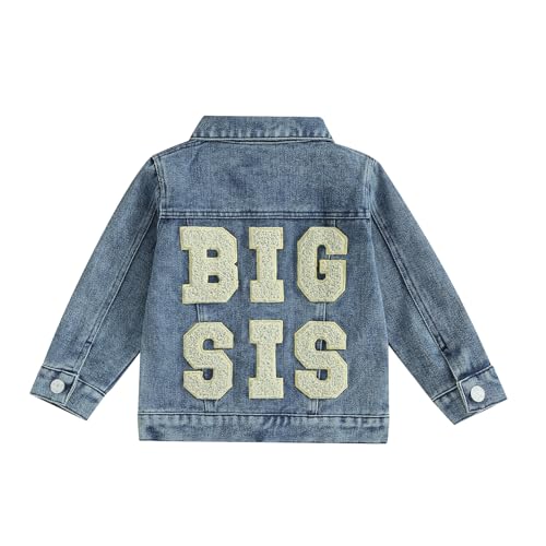 Qianderer Jeansjacke für Kleinkinder, Babys, Jungen, Mädchen, Big Lil Sis/Bro, passendes Set, Kinder, Basic Button-Down, Denim-Jacken, Mantel, Frühling, Herbst, Outwear, Blue Big Sis, 12-18 Months Qianderer Jeansjacke für Kleinkinder, Babys, Jungen, Mädchen, Big Lil Sis/Bro, passendes Set, Kinder, Basic Button-Down, Denim-Jacken, Mantel, Frühling, Herbst, Outwear, Blue Big Sis, 12-18 Months von Qianderer