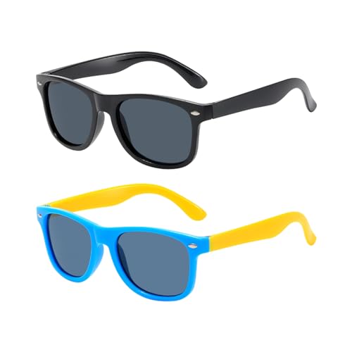 2 Stück Sonnenbrille Kinder,Kindersonnenbrille,Mädchen Junge Sonnenbrillen,Sunglasses für Baby,Kleinkind Polarisiert Baby-Sonnenbrillen,Outdoor Uv Schutz Kinderbrille,Kinder-Sonnenbrille Sommerbrille von Qianfeng