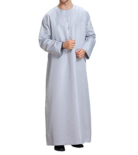 Qianliniuinc Moslemische islamische Herrenbekleidung Abaya Middle East Kaftan Dubai arabischen lose Lange Ärmel,Grau,M von Qianliniuinc