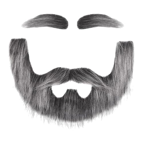 Qianly DIY Fake Bart Falsche Gesichtsbehaarung für Halloween Opern Rollenspiele Weihnachten, Grau von Qianly