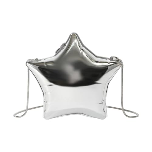 Qianly Damen-Clutch aus Acryl, mit Kette, Umhängetasche in Sternform, einzigartig für den formellen Schulabschluss, Argent von Qianly