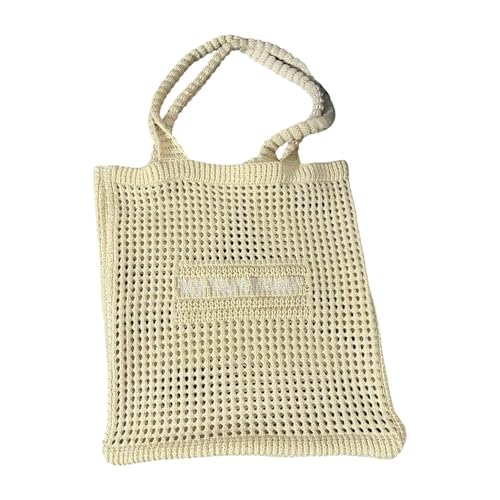 Qianly Damen Häkeltasche Unterarmtasche zum Einkaufen Urlaub Picknick Dating, Gelb von Qianly