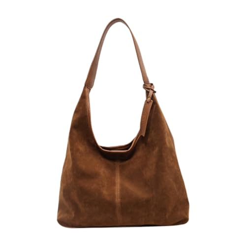 Qianly Damen Tragetasche Aus Wildleder mit Obergriff für Reisen Und Freizeit, Gelb Braun von Qianly