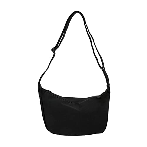 Qianly Damen-Umhängetaschen, Umhängetaschen, Segeltuch-Umhängetasche, Knödelbrötchen, Einkaufstasche, Handtasche, Achseltaschen für Sommer, Strand, Reisen, Schwarz von Qianly