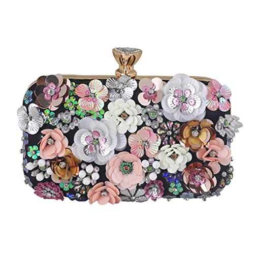 Qianly Elegante Handtasche mit, Hochzeit, Blumenmuster, Schwarz von Qianly