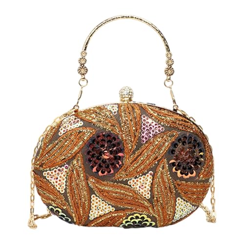 Qianly Frauen Handtasche Kupplung Brieftasche Elegante Beutelblume Stickle Schnallen Geldbörse Party, Braun von Qianly