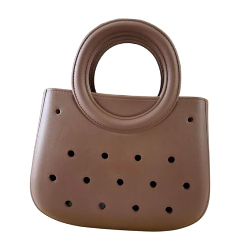 Qianly Frauen Strand Tasche wasserdichte Mini Tote Tasche Lagerung Tragbare Korb Löcher Beutel, Braun von Qianly