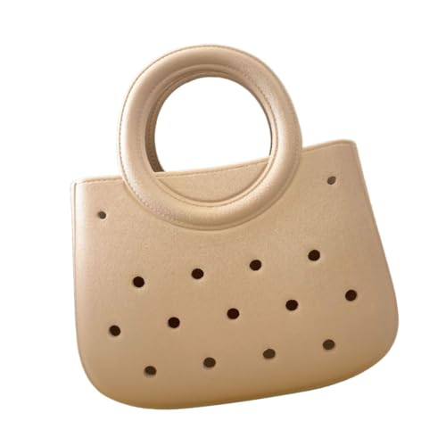 Qianly Frauen Strand Tasche wasserdichte Mini Tote Tasche Lagerung Tragbare Korb Löcher Beutel, Khaki von Qianly