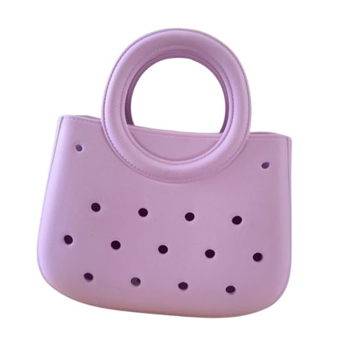 Qianly Frauen Strand Tasche wasserdichte Mini Tote Tasche Lagerung Tragbare Korb Löcher Beutel, Lila von Qianly