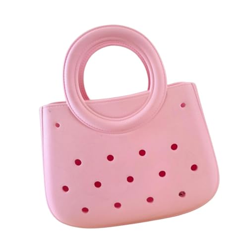 Qianly Frauen Strand Tasche wasserdichte Mini Tote Tasche Lagerung Tragbare Korb Löcher Beutel, Rosa von Qianly
