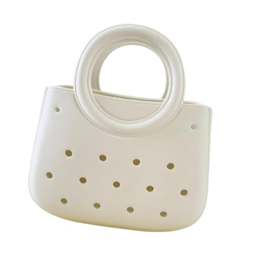 Qianly Frauen Strand Tasche wasserdichte Mini Tote Tasche Lagerung Tragbare Korb Löcher Beutel, Weiß von Qianly