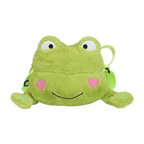 Qianly Frosch-Umhängetasche, Damen-Umhängetasche, Handtasche, modischer Reißverschluss, kreativ, Plüschtasche, für Urlaub, Party, Shopping von Qianly