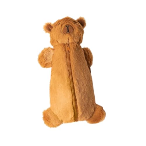 Qianly Gefülltes Federmäppchen in Capybara-Form, Make-up-Beutel, tragbar, niedlich, weich, Tierform, für das Büro von Jungen und Mädchen, Ernst von Qianly