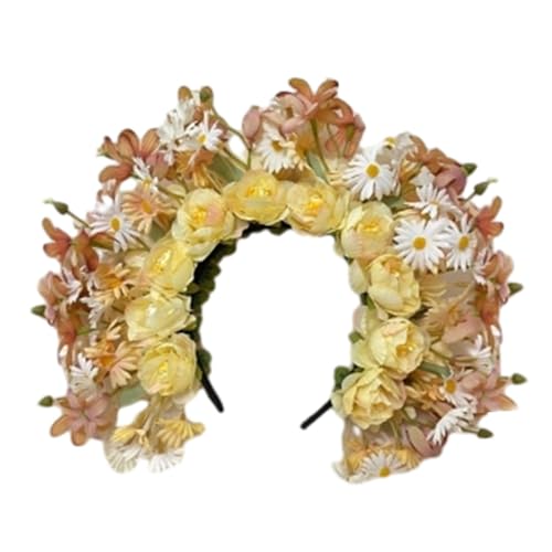 Qianly Han Chinesisches Blumenkranz Stirnband, Kopfbedeckung, Dekoratives Damen Cosplay Haarband für Besondere Anlässe, Partys, Festivals, Gelb Qianly Han Chinesisches Blumenkranz Stirnband, Kopfbedeckung, Dekoratives Damen Cosplay Haarband für Besondere Anlässe, Partys, Festivals, Gelb von Qianly