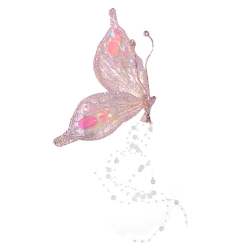 Qianly Hanfu-Schmetterlings-Haarspange für Mädchen, kreative Dekoration, Ornament, Kostüm-Kopfbedeckung, Haarspange für Kostüm-Bühnenauftritte, Weiß Bunt von Qianly