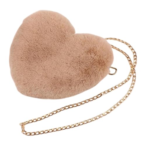 Qianly Herzförmige Umhängetasche, Pelzige Geldbörse mit Kette, Stilvolle Umhängetasche, Khaki Qianly Herzförmige Umhängetasche, Pelzige Geldbörse mit Kette, Stilvolle Umhängetasche, Khaki von Qianly