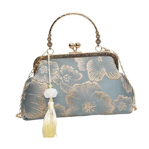 Qianly Kiss Lock Umhängetasche Kette Umhängetasche Tote Damen Retro Stil Handtasche von Qianly