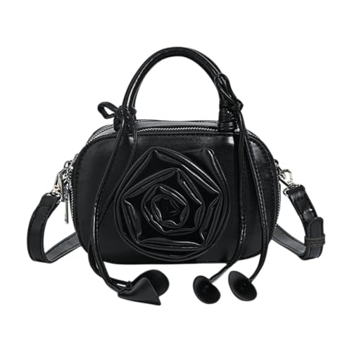 Qianly Kleine Schulter Tasche Verstellbarer Schulter Gurt PU Modische Satchel, Schwarz von Qianly