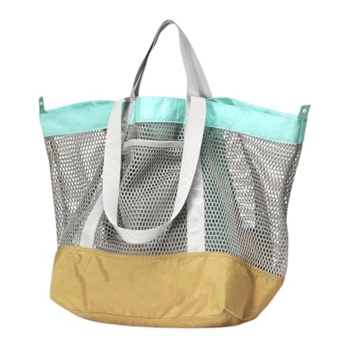 Qianly Mesh-Strandtasche, Umhängetasche, Reisehandtasche, große Strandtasche für Wesentliche im Fitnessstudio und Pool, Gelb von Qianly