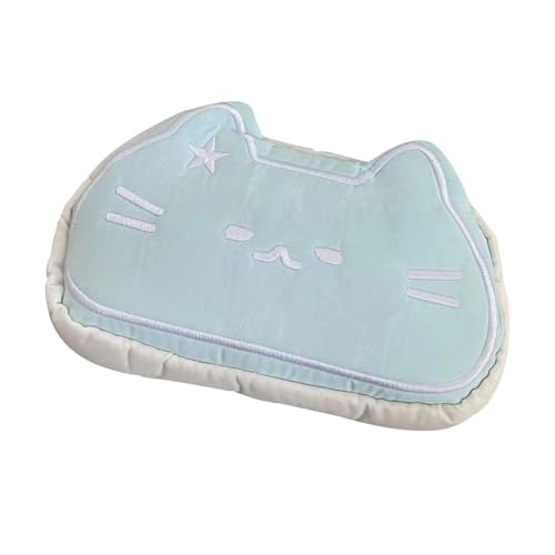 Qianly Niedliche Katze Federmäppchen Make-up Kosmetiktasche Damen Reißverschluss Bleistiftbeutel Plüsch Stifttasche, Hellblau von Qianly
