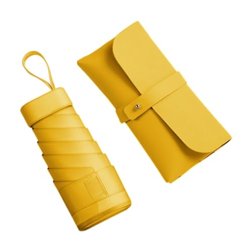 Qianly Reiseum Dach Mini Regenschirm Kleiner Taschenschirm Winddicht zum Wandercamping, Gelb von Qianly