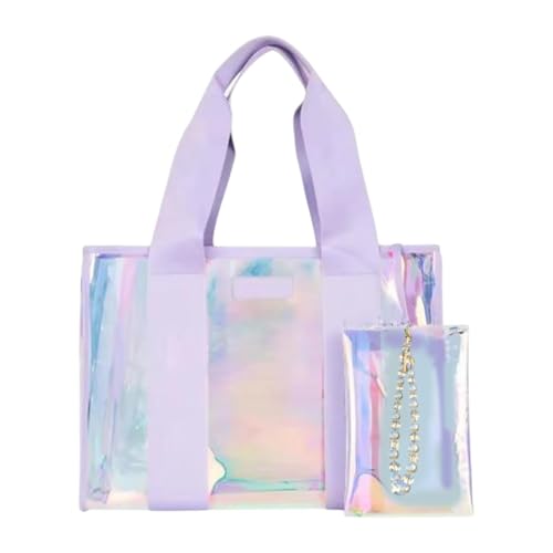 Qianly Strandtasche Frauen Handtasche Leichte Freizeit -Mode -PVC -Einzelumhängentasche für Sportspielkonzertstraße Daily Pool, Violett von Qianly