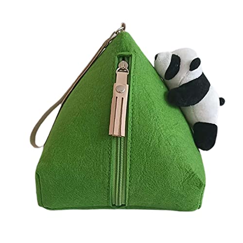 Qianly Süße Dreieck Münzgeldbörse Tasche Festival Geschenk Box Weiche Filz Tasche Münzbeutel Kopfhörer Tasche Tasche, mit Panda von Qianly
