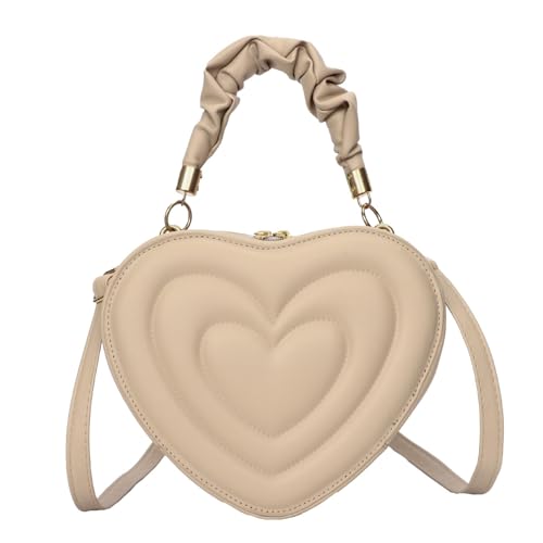 Qianly Umhängetasche in Herzform für Damen, Modische Geldbörse mit Verstellbarem Schultergurt, Khaki von Qianly