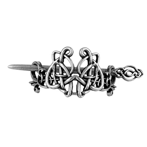 Qianly Vintage Wikinger Haarnadel Knoten Haarspangen Herz Metall Haarspange mit Haarstab für Cosplay, Antikes Silber von Qianly