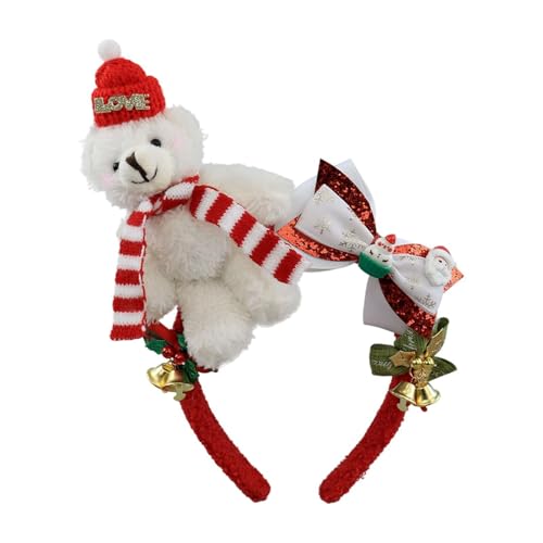 Qianly Weihnachtsbär -Stirnband Weihnachtskäsel für Geburtstagsrollenspiele, Weiß Rot von Qianly