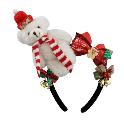 Qianly Weihnachtsbär -Stirnband Weihnachtskäsel für Geburtstagsrollenspiele, Weiß Schwarz von Qianly