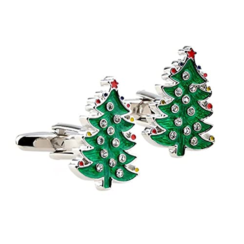 Qianly Weihnachtsmanschettenknöpfe mit Schneemann, Weihnachtsmann Und Baum, Weihnachtsbaum von Qianly