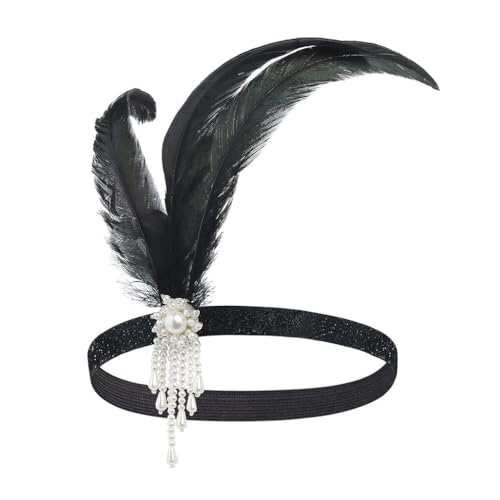 Qiantull 20er Jahre Feder Stirnband Damen Haarschmuck 1920er Jahre Kopfbedeckung Kopfschmuck 1920er Haarschmuck Haarreif Accessoires für Frauen Mädchen Abschlussball Party Dekoration 2# von Qiantull
