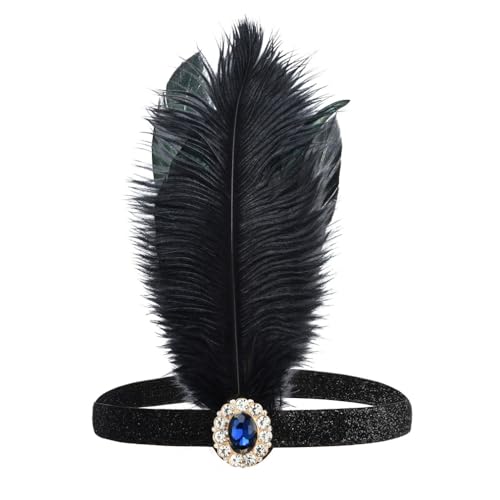 Qiantull 20er Jahre Feder Stirnband Damen Haarschmuck 1920er Jahre Kopfbedeckung Kopfschmuck 1920er Haarschmuck Haarreif Accessoires für Frauen Mädchen Abschlussball Party Dekoration 5# von Qiantull