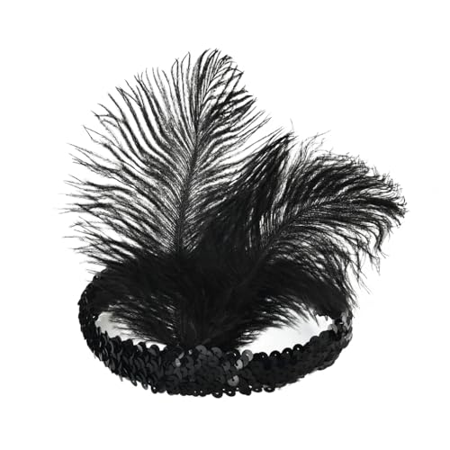 Qiantull 20er Jahre Feder Stirnband Damen Haarschmuck 1920er Jahre Kopfbedeckung Kopfschmuck 1920er Haarschmuck Haarreif Accessoires für Frauen Mädchen Abschlussball Party Dekoration 8# von Qiantull
